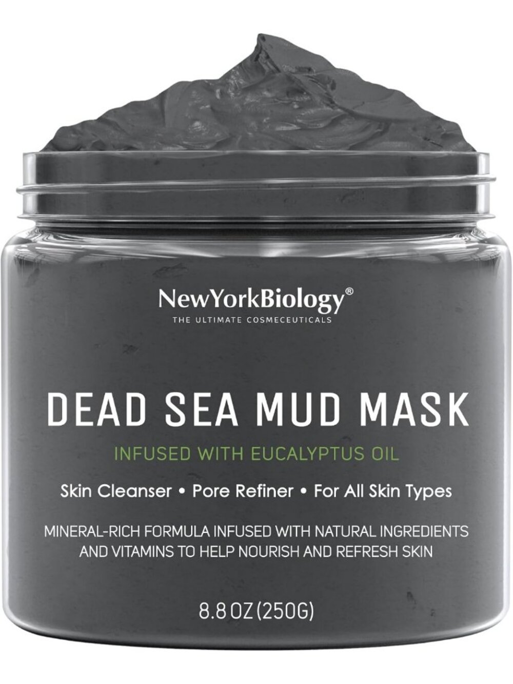 Revitalizing Dead Sea Mud Mask for Face & Body, Eucalyptus Scent - 8.8 oz